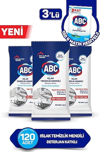 ABC Islak Temizlik Mendili 40 Yaprak 3'lü