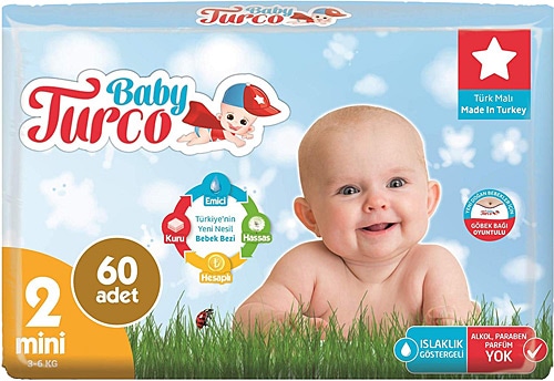 Baby Turco 2 Numara Mini 60'lı Bebek Bezi