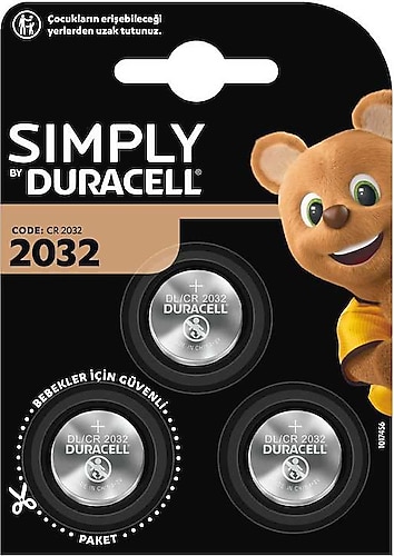 Duracell CR2032 3V 3'lü Lityum Düğme Pil
