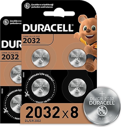 Duracell CR2032 3V 8'li Lityum Düğme Pil