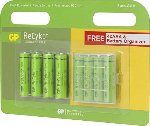 GP Recyko 950 mAh 8'li Şarjlı AAA İnce Kalem Pil