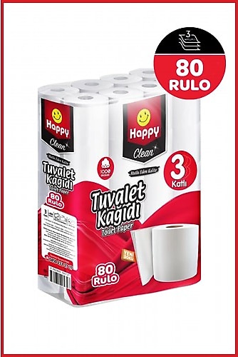 Happy Clean 3 Katlı 80'li Tuvalet Kağıdı