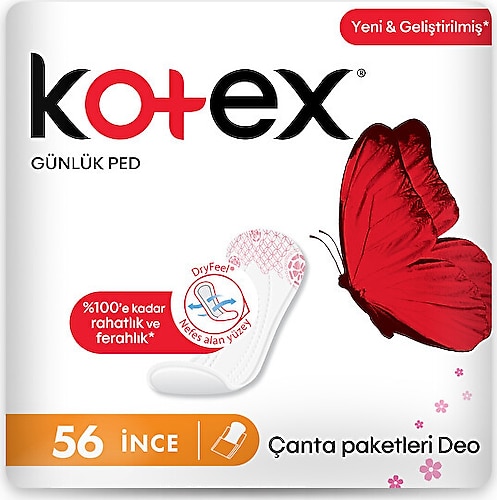 Kotex Ince Günlük Ped Parfümlü Çanta Paketleri 56'lı