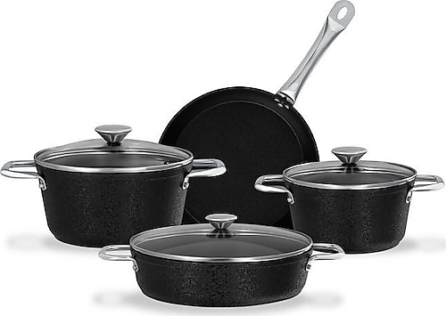 Madame Coco Noir Titanium 7 Parça Tencere Seti