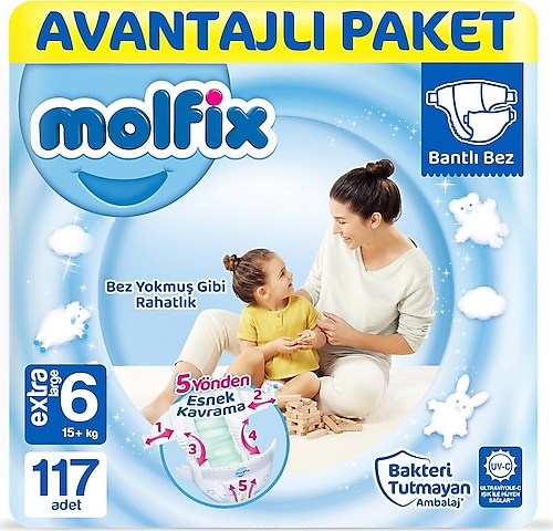 Molfix 6 Numara Ekstra Large 117'li Bebek Bezi