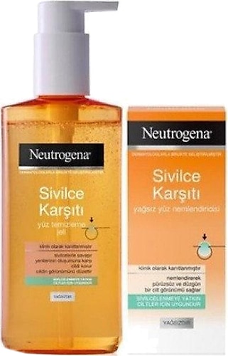 Neutrogena Sivilce Karşıtı Yüz Temizleme Jeli 150 ml + Yağsız Yüz Nemlendirici 50 ml