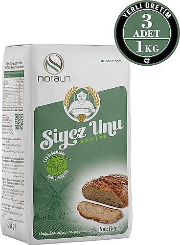 Nora Taş Değirmen Siyez Unu 1 kg 3'lü