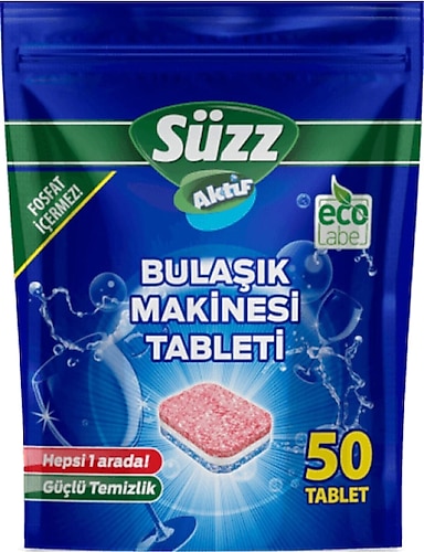 Süzz Aktif Hepsi Bir Arada 50'li Bulaşık Makinesi Tableti