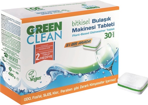 U Green Clean Bitkisel 30'lu Bulaşık Makinesi Tableti