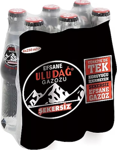 Uludag Efsane Gazozu Sekersiz 250 Ml X 6 Adet